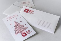 Комплект из открытки и конверта из текстурной (дизайнерской) бумаги с полноцветной печатью, плоттерная резка